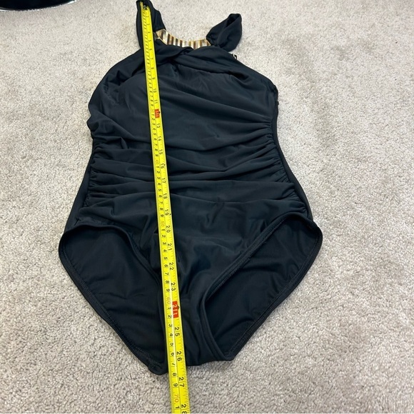 MIRACLESUIT black mother of pearl detail halter one piece swimsuit Sz 8 - Picture 10 of 11